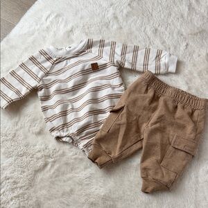 Striped Brown and White Kids Matching Set